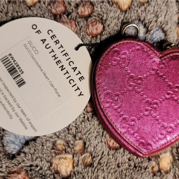Gucci Guccissima Heart Coin Purse Purple Authentic - Picture 14 of 16